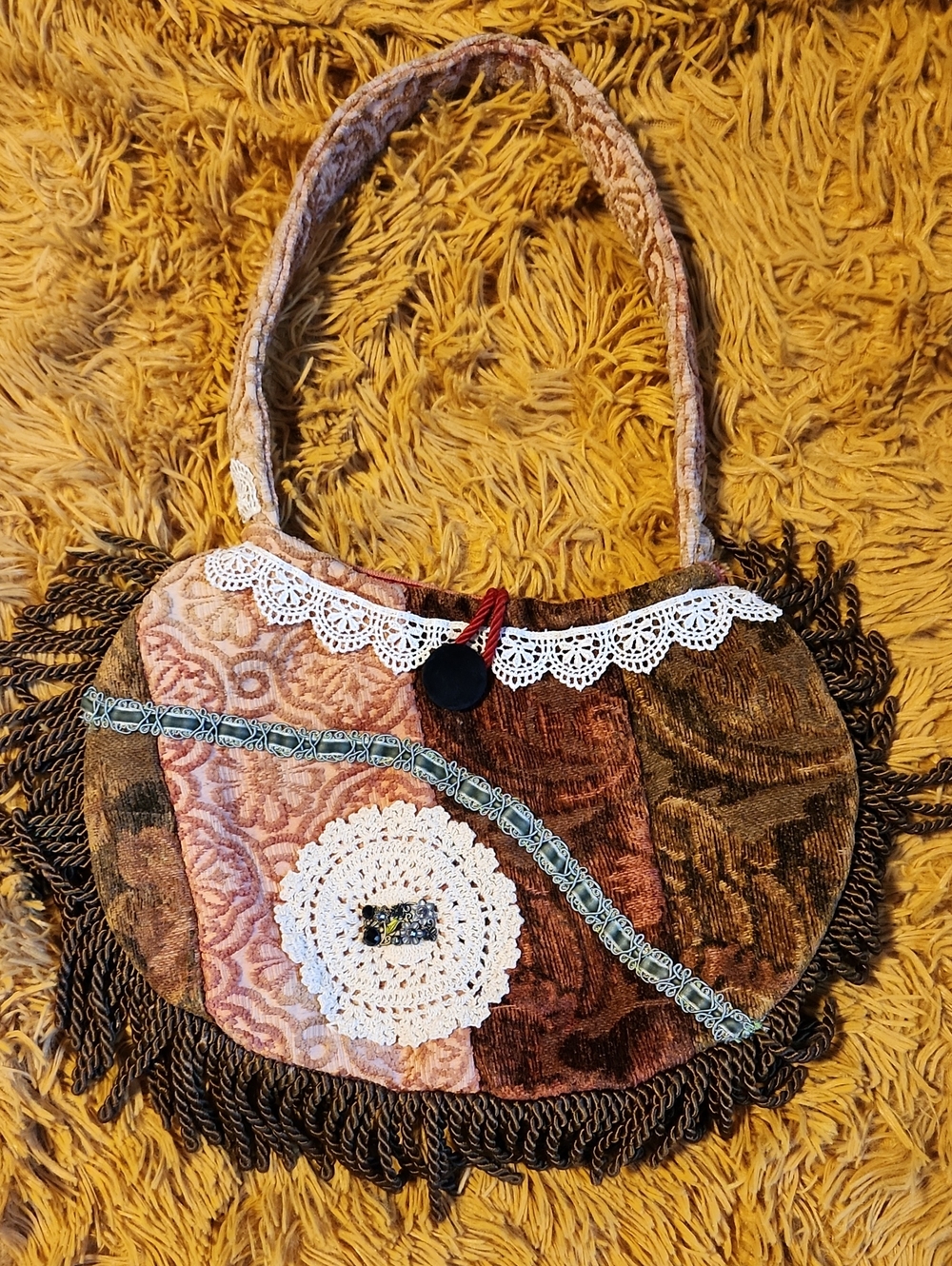 Boho Vintage Victorian Handmade Patchwork Fringe Women’s Bag
